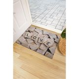 Monnhein Love Tiles Kapı Önü Paspası - Renkli - 40 x 60 cm