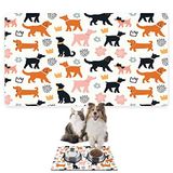 Monnhein Mama ve Su Evcil Hayvan Beslenme Matı, Kolay Temizlenen Emici Su Geçirmez Kumaş, Küçük Orta Boy ve Büyük Kedi ve Köpekler için Dayanıklı Köpek Kedi Paspas (40x60, Beyaz Renkli Dog)