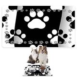 Monnhein Mama ve Su Evcil Hayvan Beslenme Matı, Kolay Temizlenen Emici Su Geçirmez Kumaş, Küçük Orta Boy ve Büyük Kedi ve Köpekler için Dayanıklı Köpek Kedi Paspas (40x60, Black and White)