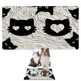 Monnhein Mama ve Su Evcil Hayvan Beslenme Matı, Kolay Temizlenen Emici Su Geçirmez Kumaş, Küçük Orta Boy ve Büyük Kedi ve Köpekler için Dayanıklı Köpek Kedi Paspas (40x60, Black Cats)