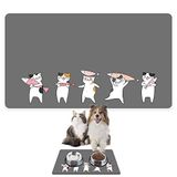 Monnhein Mama ve Su Evcil Hayvan Beslenme Matı, Kolay Temizlenen Emici Su Geçirmez Kumaş, Küçük Orta Boy ve Büyük Kedi ve Köpekler için Dayanıklı Köpek Kedi Paspas (40x60, Gri Kediler Balık)