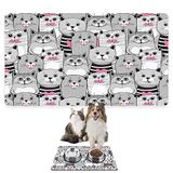 Monnhein Mama ve Su Evcil Hayvan Beslenme Matı, Kolay Temizlenen Emici Su Geçirmez Kumaş, Küçük Orta Boy ve Büyük Kedi ve Köpekler için Dayanıklı Köpek Kedi Paspas (40x60, Gri Pembe)
