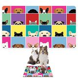 Monnhein Mama ve Su Evcil Hayvan Beslenme Matı, Kolay Temizlenen Emici Su Geçirmez Kumaş, Küçük Orta Boy ve Büyük Kedi ve Köpekler için Dayanıklı Köpek Kedi Paspas (40x60, Köpek Kare)