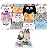 Monnhein Mama ve Su Evcil Hayvan Beslenme Matı, Kolay Temizlenen Emici Su Geçirmez Kumaş, Küçük Orta Boy ve Büyük Kedi ve Köpekler için Dayanıklı Köpek Kedi Paspas (40x60, Renkli Kediler)