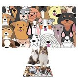 Monnhein Mama ve Su Evcil Hayvan Beslenme Matı, Kolay Temizlenen Emici Su Geçirmez Kumaş, Küçük Orta Boy ve Büyük Kedi ve Köpekler için Dayanıklı Köpek Kedi Paspas (40x60, Renkli Köpekler)