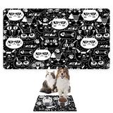 Monnhein Mama ve Su Evcil Hayvan Beslenme Matı, Kolay Temizlenen Emici Su Geçirmez Kumaş, Küçük Orta Boy ve Büyük Kedi ve Köpekler için Dayanıklı Köpek Kedi Paspas (40x60, Siyah Kedi)