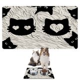 Monnhein Mama ve Su Evcil Hayvan Beslenme Matı, Kolay Temizlenen Emici Su Geçirmez Kumaş, Küçük Orta Boy ve Büyük Kedi ve Köpekler için Dayanıklı Köpek Kedi Paspas (50x35, Black Cats)