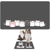 Monnhein Mama ve Su Evcil Hayvan Beslenme Matı, Kolay Temizlenen Emici Su Geçirmez Kumaş, Küçük Orta Boy ve Büyük Kedi ve Köpekler Için Dayanıklı Köpek Kedi Paspas (50X35, Cute Gri) - Beyaz