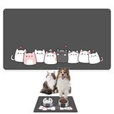 Monnhein Mama ve Su Evcil Hayvan Beslenme Matı, Kolay Temizlenen Emici Su Geçirmez Kumaş, Küçük Orta Boy ve Büyük Kedi ve Köpekler için Dayanıklı Köpek Kedi Paspas (50x35, Cute Gri)