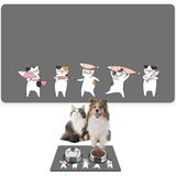 Monnhein Mama ve Su Evcil Hayvan Beslenme Matı, Kolay Temizlenen Emici Su Geçirmez Kumaş, Küçük Orta Boy ve Büyük Kedi ve Köpekler Için Dayanıklı Köpek Kedi Paspas (50X35, Gri Kediler Balık) - Beyaz