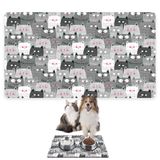 Monnhein Mama ve Su Evcil Hayvan Beslenme Matı, Kolay Temizlenen Emici Su Geçirmez Kumaş, Küçük Orta Boy ve Büyük Kedi ve Köpekler için Dayanıklı Köpek Kedi Paspas (50x35, Gri Kediler)