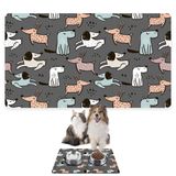 Monnhein Mama ve Su Evcil Hayvan Beslenme Matı, Kolay Temizlenen Emici Su Geçirmez Kumaş, Küçük Orta Boy ve Büyük Kedi ve Köpekler için Dayanıklı Köpek Kedi Paspas (50x35, Gri Renkli Köpekler)