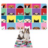 Monnhein Mama ve Su Evcil Hayvan Beslenme Matı, Kolay Temizlenen Emici Su Geçirmez Kumaş, Küçük Orta Boy ve Büyük Kedi ve Köpekler için Dayanıklı Köpek Kedi Paspas (50x35, Köpek Kare)