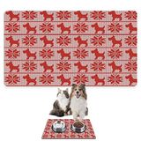 Monnhein Mama ve Su Evcil Hayvan Beslenme Matı, Kolay Temizlenen Emici Su Geçirmez Kumaş, Küçük Orta Boy ve Büyük Kedi ve Köpekler için Dayanıklı Köpek Kedi Paspas (50x35, Noel Köpek)