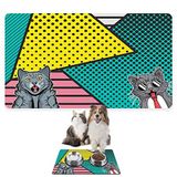 Monnhein Mama ve Su Evcil Hayvan Beslenme Matı, Kolay Temizlenen Emici Su Geçirmez Kumaş, Küçük Orta Boy ve Büyük Kedi ve Köpekler için Dayanıklı Köpek Kedi Paspas (50x35, Popart)