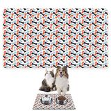 Monnhein Mama ve Su Evcil Hayvan Beslenme Matı, Kolay Temizlenen Emici Su Geçirmez Kumaş, Küçük Orta Boy ve Büyük Kedi ve Köpekler için Dayanıklı Köpek Kedi Paspas (50x35, Renkli Kemikler)