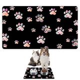 Monnhein Mama ve Su Evcil Hayvan Beslenme Matı, Kolay Temizlenen Emici Su Geçirmez Kumaş, Küçük Orta Boy ve Büyük Kedi ve Köpekler için Dayanıklı Köpek Kedi Paspas (50x35, Siyah Renkli Pati)