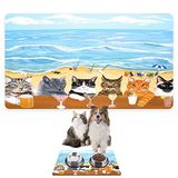 Monnhein Mama ve Su Evcil Hayvan Beslenme Matı, Kolay Temizlenen Emici Su Geçirmez Kumaş, Küçük Orta Boy ve Büyük Kedi ve Köpekler için Dayanıklı Köpek Kedi Paspas (50x35, Summer Cats)