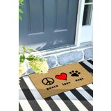 Monnhein Peace Love Dog Kapı Önü Paspası Dekoratif Kapı Paspası Dış Mekân Paspas Ev İçi Paspası 45x70cm