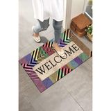 Monnhein Renkli Geometrik Welcome Kapı Önü Paspası - 40 x 60 cm