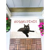 Monnhein Siyah Kedi Hoşgeldiniz Kapı Önü Paspası Dekoratif Kapı Paspası Dış Mekan Paspas Ev Içi Paspası 45x70cm