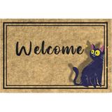 Monnhein Tasarımlı Dekoratif Kapı Önü Paspas, Dış Mekan/ev Içi/banyo/mutfak/yatak Odası/giriş Paspasları (Welcome Cat, 40X60) - Abanoz
