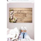 Monnhein Welcome Ahşap Desenli Dekoratif Çok Amaçlı İç ve Dış Mekan Kapı Önü Paspası 45x70
