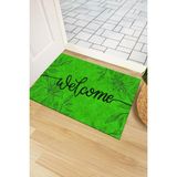 Monnhein Welcome Yeşil Kapı Önü Paspası - Renkli - 45 x 65 cm