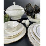 Monno 9959F08 2,5 mm Gold Band 59 Parça 12 Kişilik Bone China Yemek Takımı