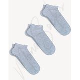 Mono Socks 3'lü Basic Düz Patik Çorap - 0GH-Gri - 36 - 40