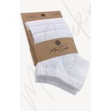 Mono Socks 3'lü Basic Düz Patik Çorap - 41 - 46 - 1BW-Beyaz