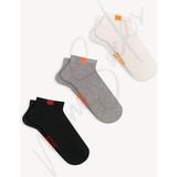 Mono Socks 3'lü Basic Patik Spor Lastik Bantlı Çorap - 36 - 40 - Gri - Beyaz - Siyah