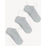 Mono Socks 3'lü Kırmızı Çentikli Patik Çorap - 41 - 46 - 0GH-Gri