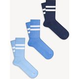 Mono Socks Derbili Taban Altı Havlu 3'lü Tenis Çorap - 40 - 44 - Açık Mavi - Lacivert