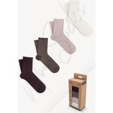 Mono Socks Kadın Zikzak Desenli Kutulu Kadın Soket Çorap - Koyu Kahverengi - 36 - 40
