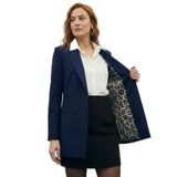 Mono Yaka Klasik Ceket - Kadın Blazer Ceket - Normal Kalıp - Kol Detaylı Blazer Ceket Kadın - Leopar Desenli Ceket (Lacivert, 38)