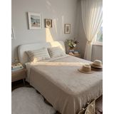 Monochrome %100 Organik Pamuk 4 Kat Müslin Çok Amaçlı Yatak Örtüsü ve Pike (240X250 Cm) - Bej - Krem