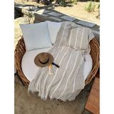 Monochrome Müslin Banyo & Plaj Havlusu Peştemal- 4 Kat % 100 Pamuk ( 190X100 Cm) Ekru - Bej Çizgili - 100 x 190 cm