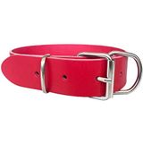 MONODOG Premium Deri Köpek Tasması - Rahat Kontrol ve Eğitim için Dayanıklı ve Şık Düz Yaka (XL (19 1/4-21 inç), Kırmızı)