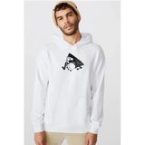 Monogatari Anime Suruga Monkey Symbol Beyaz Erkek 3İp Kapşonlu Sweatshirt