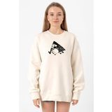 Monogatari Anime Suruga Monkey Symbol Ekru Kadın 2ip Sweatshirt