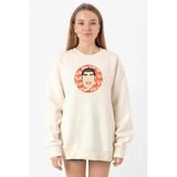 Monogatari Anime Takeo Gouda Circle Poster Ekru Kadın 2ip Sweatshirt