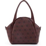 Monogram Baskılı Bordo SHK132 Suni Deri, Fermuarlı Tek Bölmeli, Çıtçıt Detaylı ,askılı El ve Çapraz Omuz Çantası - Monochrome