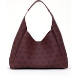Monogram Baskılı Bordo SHK19 Suni Deri, Çıtçıtlı, Tek Bölmeli, Fermuarlı Makyaj Çantalı, El, Kol ve Omuz Çantası - Monochrome