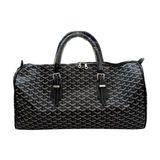 Monogram Detaylı Seyahat Çantası Askılı Bavul Spor Çantası El Valizi Goyard Style - Siyah