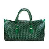 Monogram Detaylı Seyahat Çantası Askılı Bavul Spor Çantası El Valizi Goyard Style - Yeşil