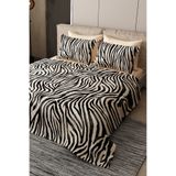 MonoHome %100 Pamuk Çift Kişilik Pike Takımı Yatak Örtüsü Özel Dokuma Black Zebra