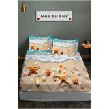 MonoHome %100 Pamuk Lastikli Çarşaf Özel Tasarım 5d Dijital 60 Tel Deniz Yıldızları