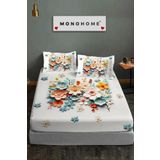 MonoHome %100 Pamuk Lastikli Çarşaf Özel Tasarım 5d Dijital 60 Tel Lotus