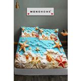 MonoHome %100 Pamuk Lastikli Çarşaf Özel Tasarım 5d Dijital 60 Tel Sea of Dreams